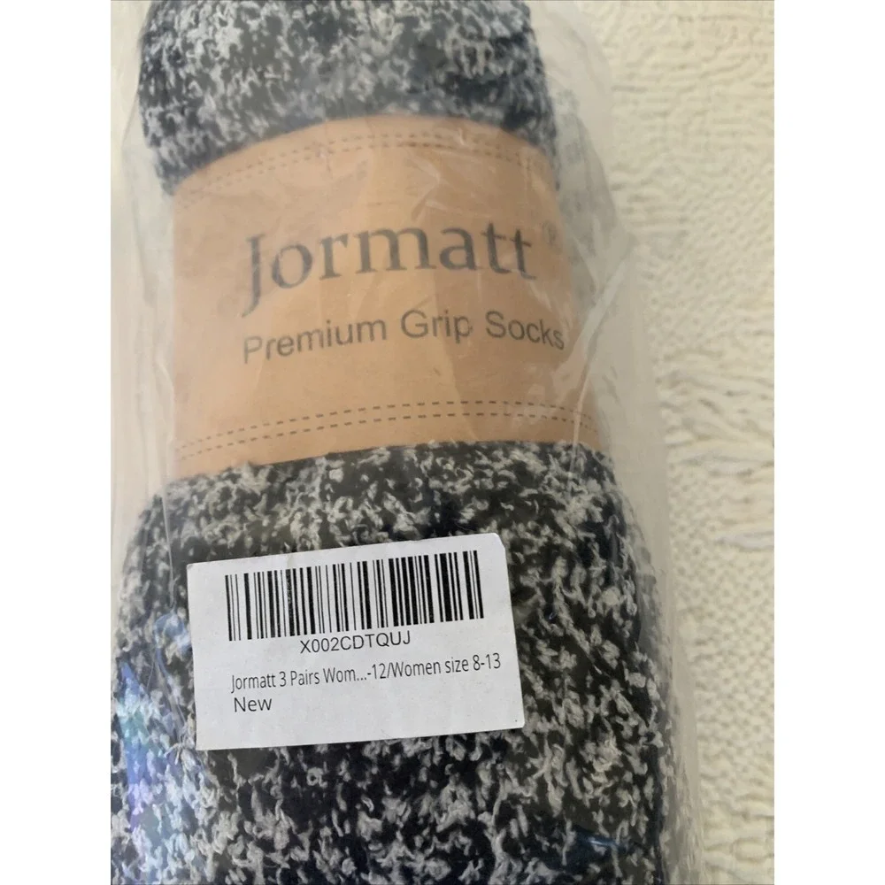 Jormatt 3 Pairs Women Fuzzy Premium Grip Socks Non Skid Thick‎ Cozy Slipper 8-13